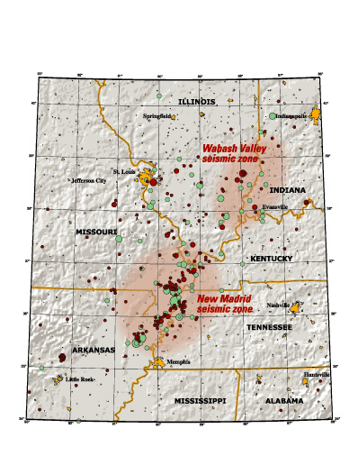 Map of the two major seismic zones in the Central U.S.