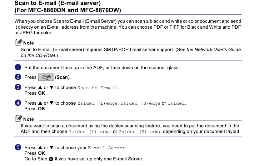 Network scan to email documentation